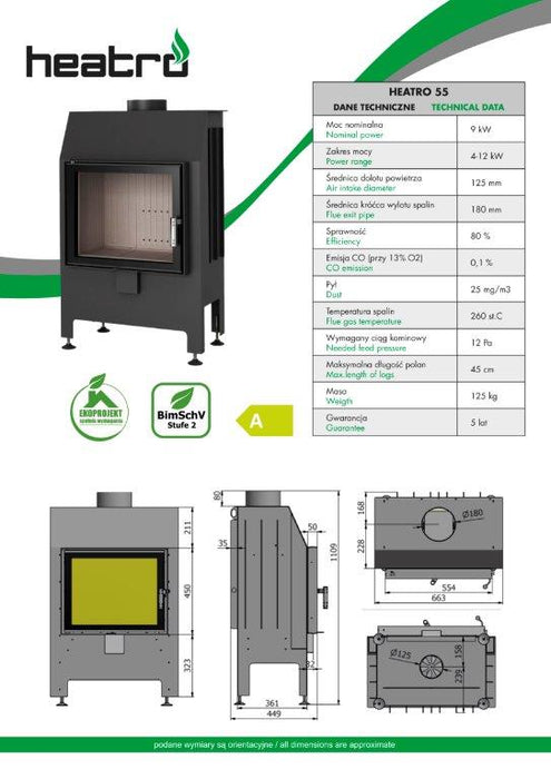 Heatro 55F Front model w/hinged door