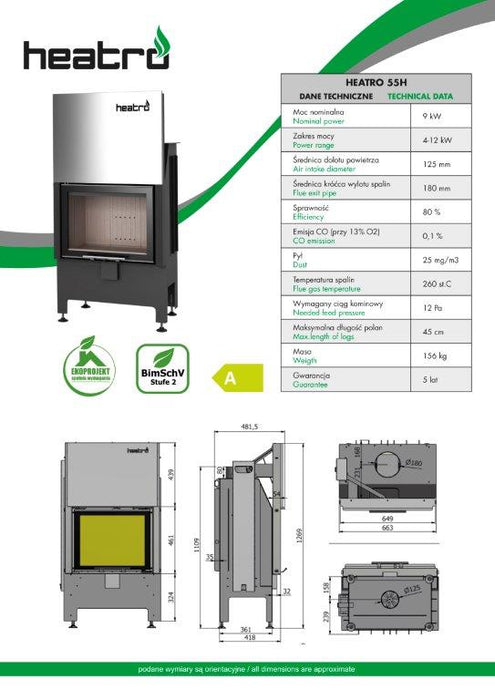 Heatro 55Fh Front model w/lifting door